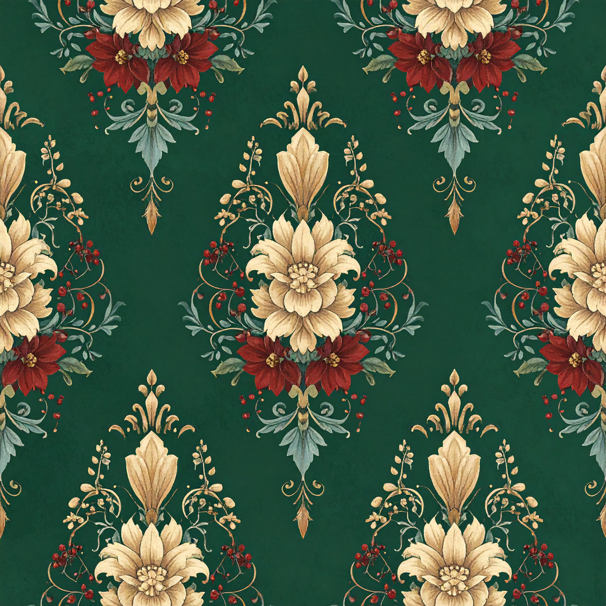 Poinsettia Elegance Pattern 13 Quilting Cotton Fabric