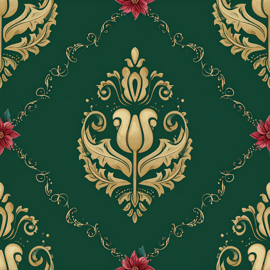 Poinsettia Elegance Pattern 14 Quilting Cotton Fabric