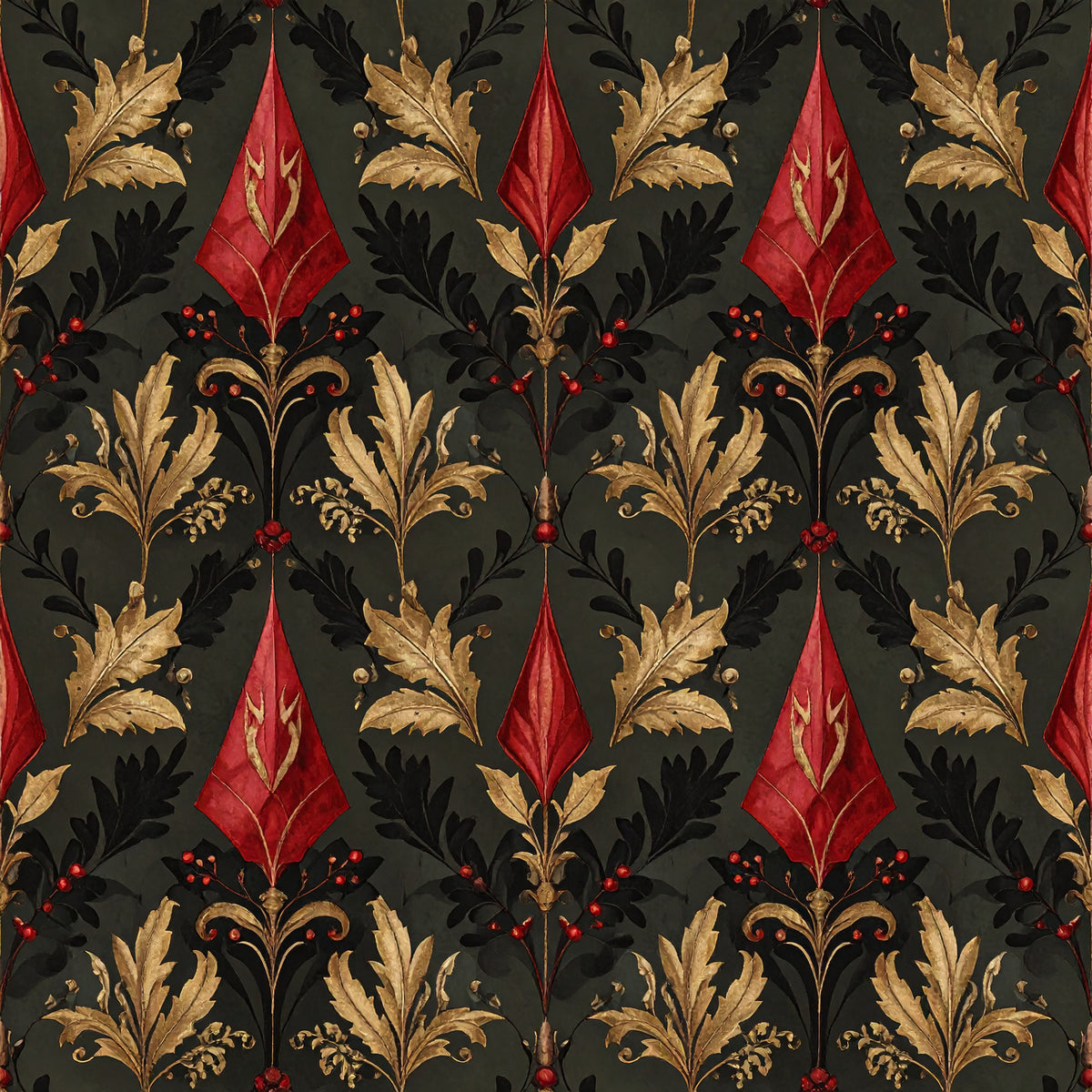 Poinsettia Elegance Pattern 18 Quilting Cotton Fabric