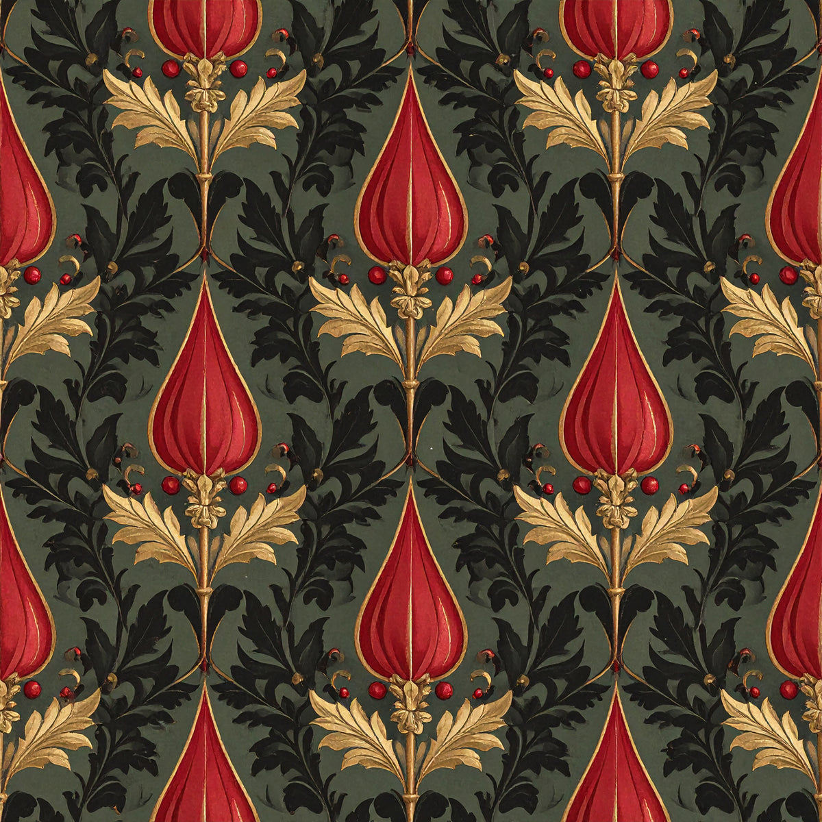 Poinsettia Elegance Pattern 19 Quilting Cotton Fabric
