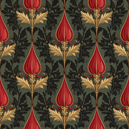 Poinsettia Elegance Pattern 19 Quilting Cotton Fabric