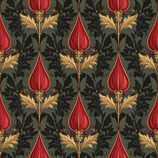 Poinsettia Elegance Pattern 19 Quilting Cotton Fabric