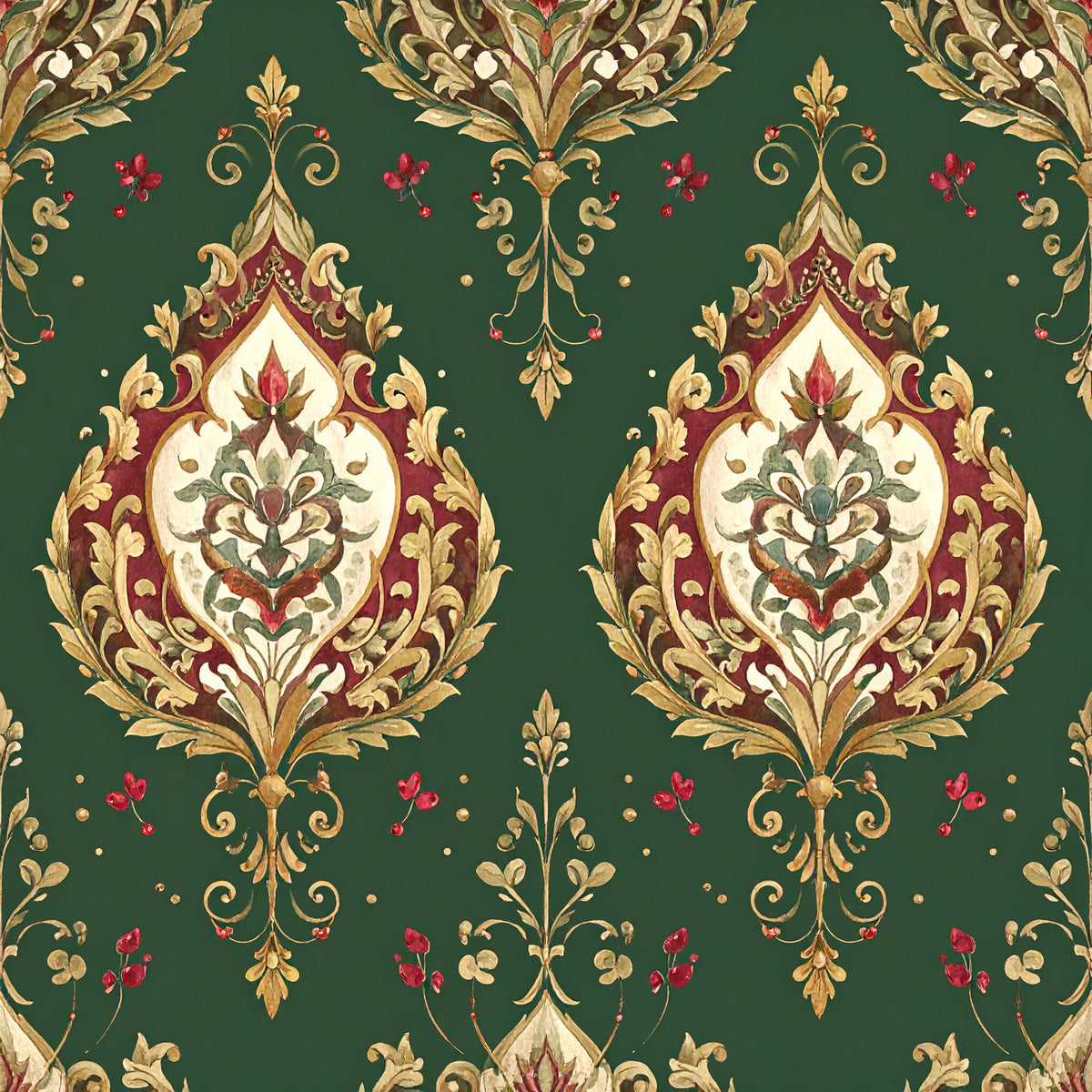 Poinsettia Elegance Pattern 20 Quilting Cotton Fabric