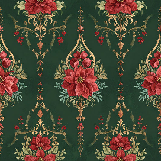 Poinsettia Elegance Pattern 26 Quilting Cotton Fabric