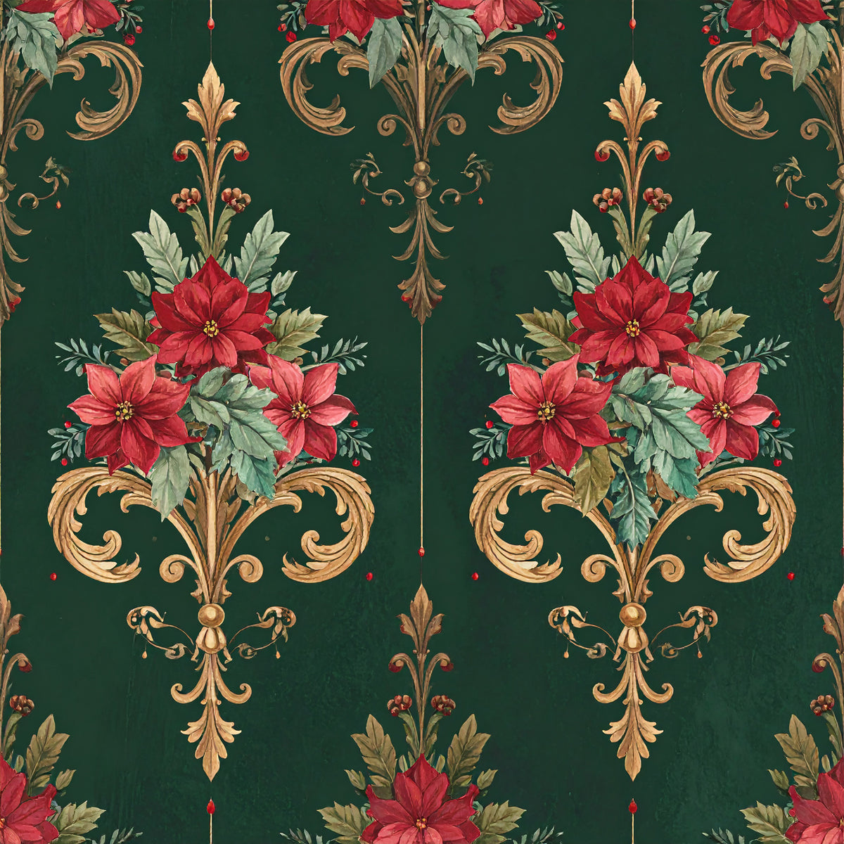 Poinsettia Elegance Pattern 27 Quilting Cotton Fabric