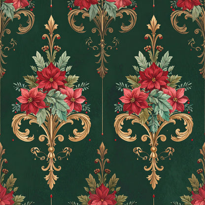 Poinsettia Elegance Pattern 27 Quilting Cotton Fabric