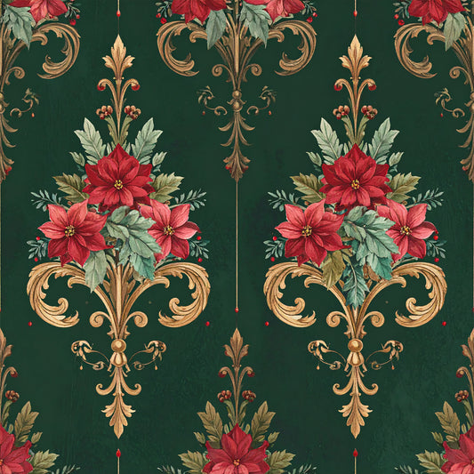 Poinsettia Elegance Pattern 27 Quilting Cotton Fabric