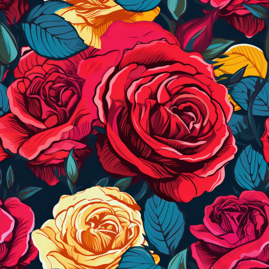 Pop Art Roses Pattern 11 Quilting Cotton Fabric