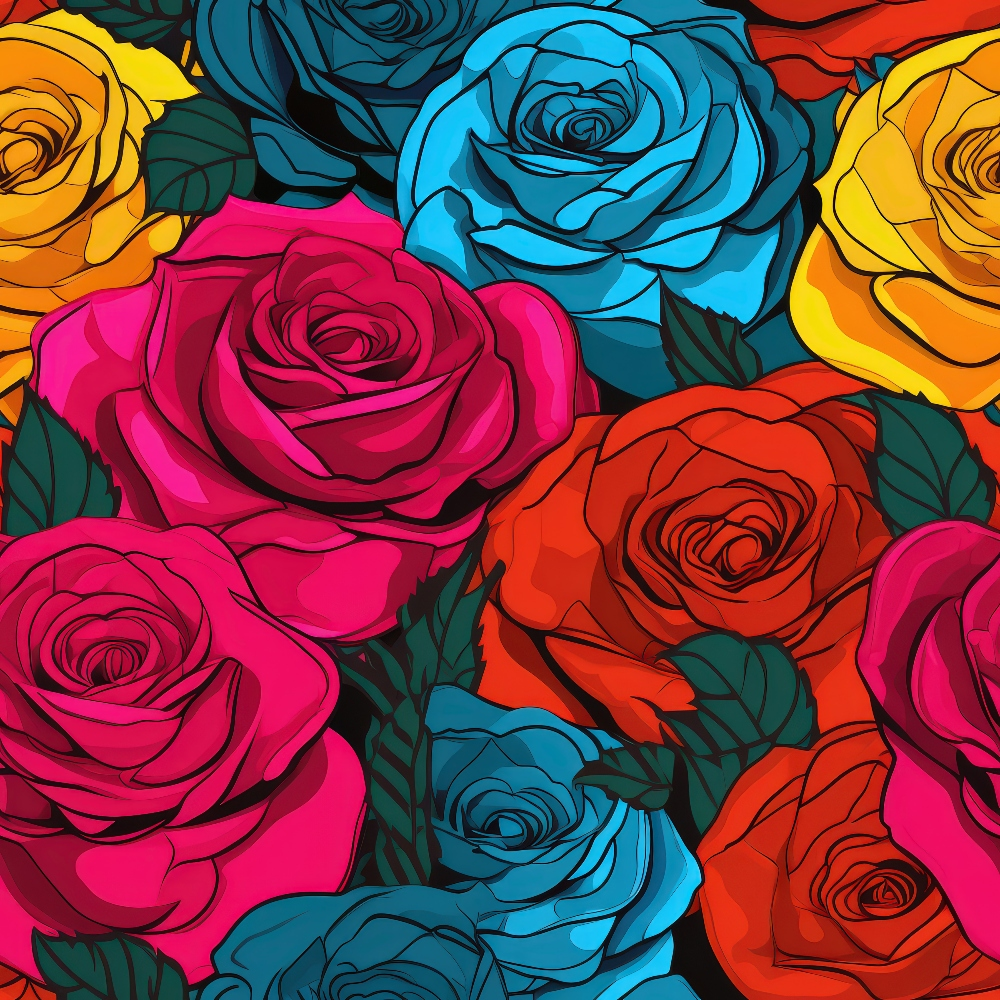 Pop Art Roses Pattern 12 Quilting Cotton Fabric