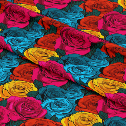 Pop Art Roses Pattern 12 Quilting Cotton Fabric