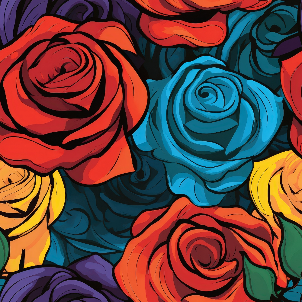 Pop Art Roses Pattern 3 Quilting Cotton Fabric