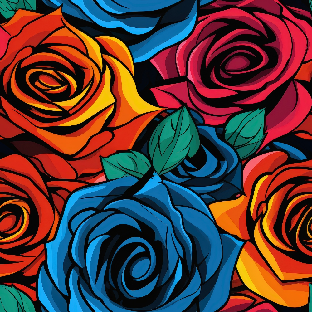 Pop Art Roses Pattern 4 Quilting Cotton Fabric