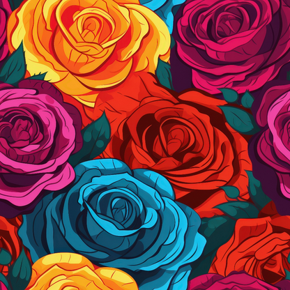 Pop Art Roses Pattern 5 Quilting Cotton Fabric