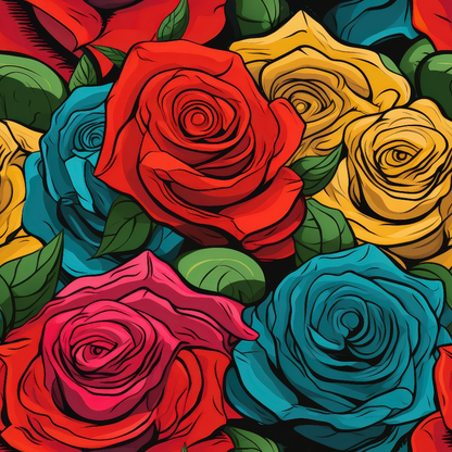 Pop Art Roses Pattern 6 Quilting Cotton Fabric