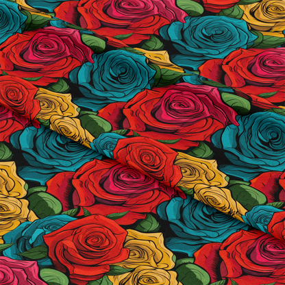 Pop Art Roses Pattern 6 Quilting Cotton Fabric