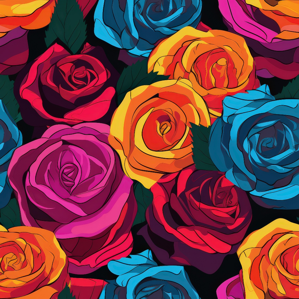 Pop Art Roses Pattern 8 Quilting Cotton Fabric