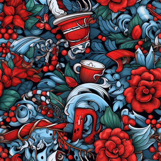 Pop Art Christmas Pattern 4 Quilting Cotton Fabric