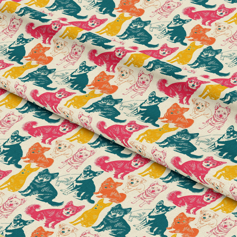 Curated visual reference: Gallery Detail: Posing Dogs Pattern 1 Quilting Cotton Fabric