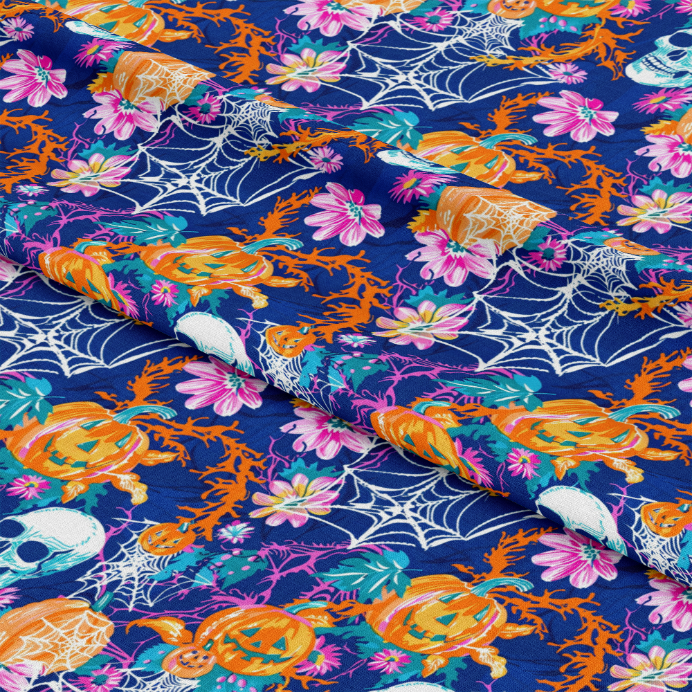 Preppy Bright Halloween Pattern 2 Quilting Cotton Fabric