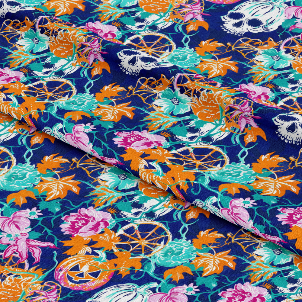 Preppy Bright Halloween Pattern 3 Quilting Cotton Fabric