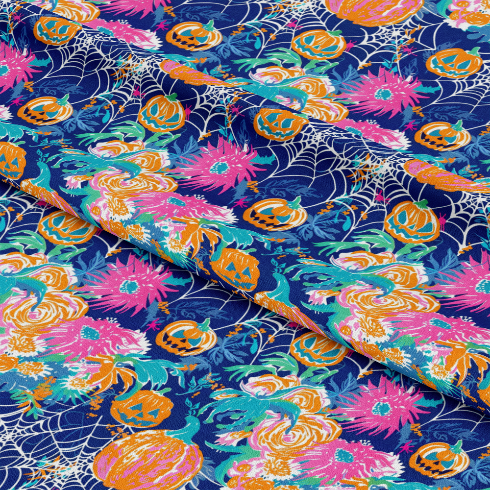 Preppy Bright Halloween Pattern 4 Quilting Cotton Fabric