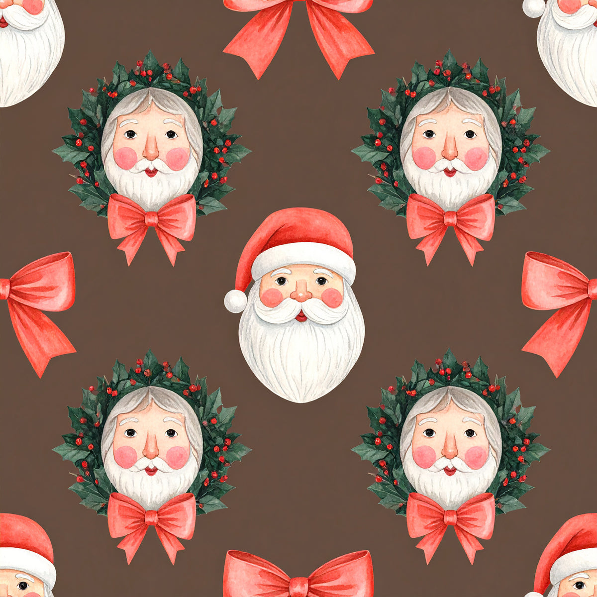 Preppy Christmas Classic Santa Pattern 13 Quilting Cotton Fabric