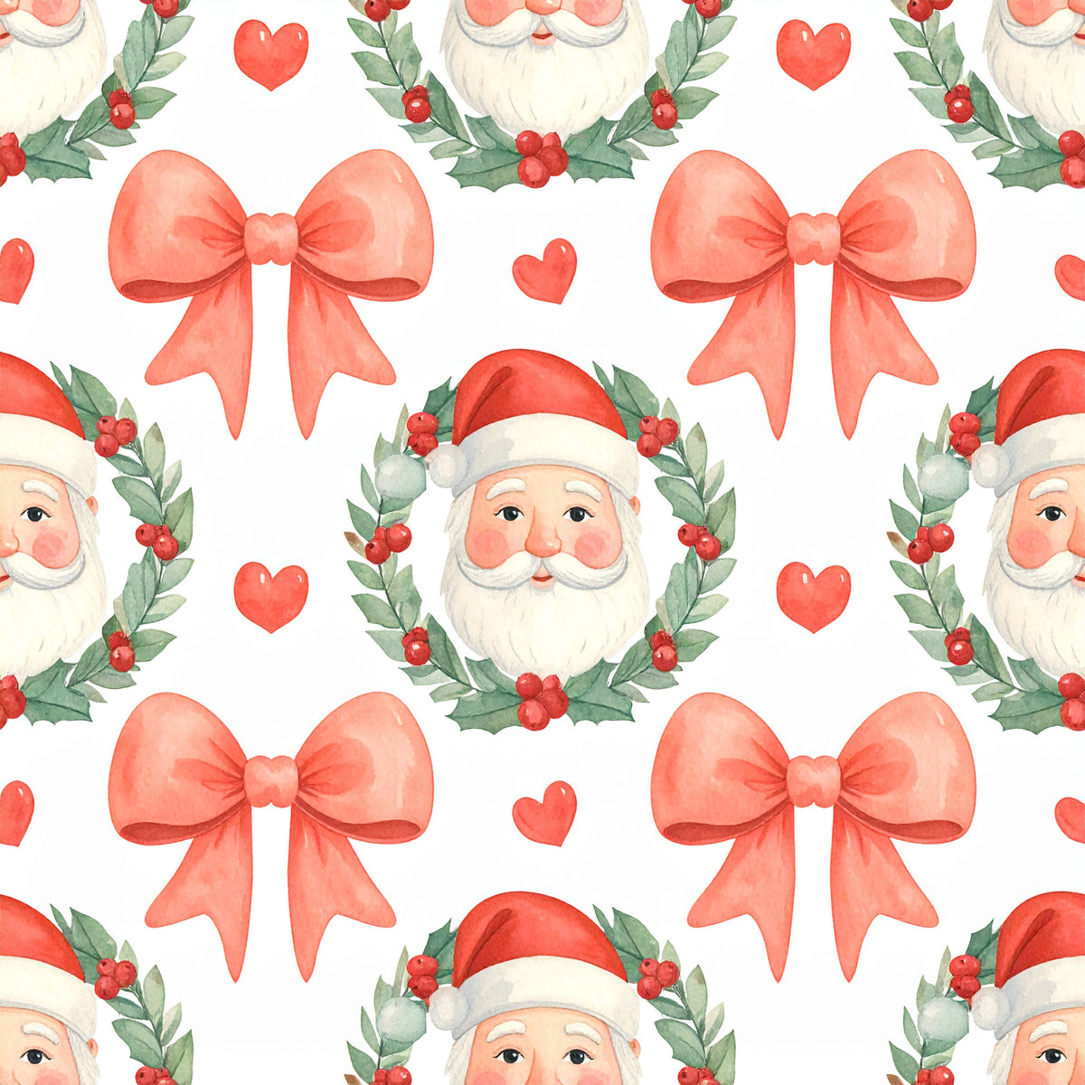 Preppy Christmas Classic Santa Pattern 14 Quilting Cotton Fabric