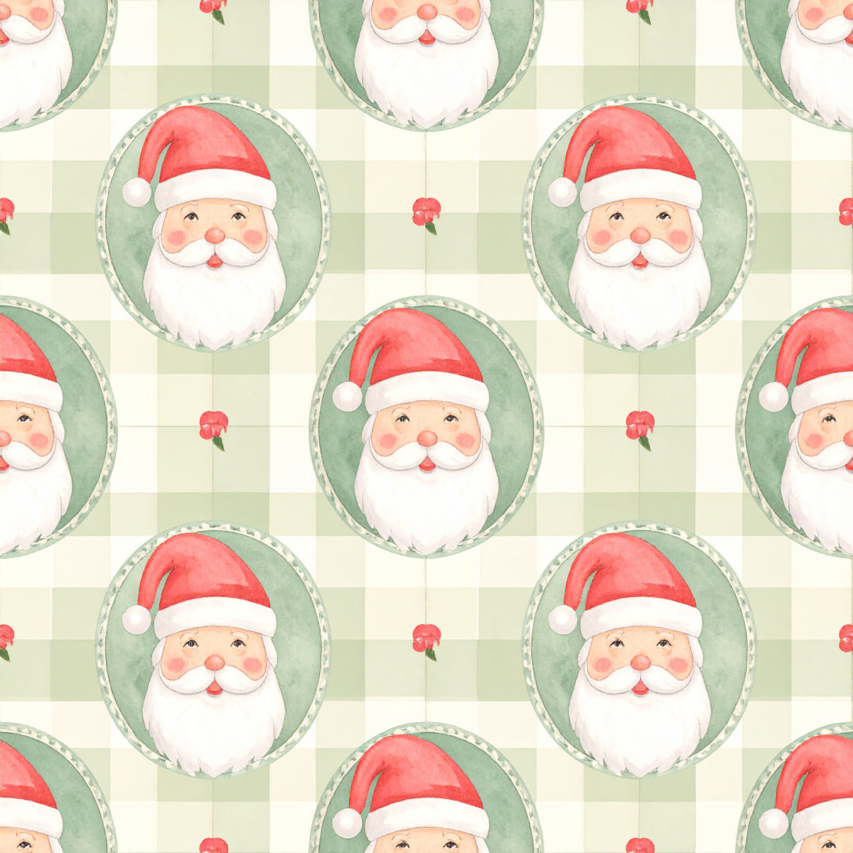 Preppy Christmas Classic Santa Pattern 24 Quilting Cotton Fabric