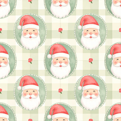 Preppy Christmas Classic Santa Pattern 24 Quilting Cotton Fabric
