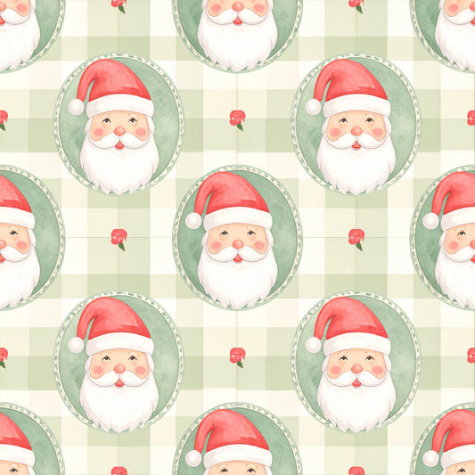 Preppy Christmas Classic Santa Pattern 24 Quilting Cotton Fabric