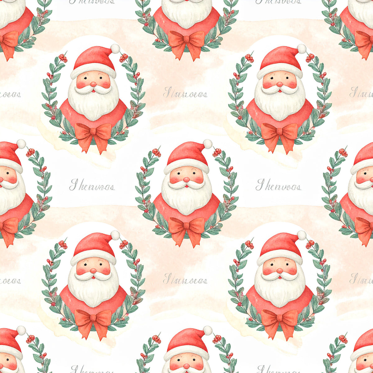 Preppy Christmas Classic Santa Pattern 5 Quilting Cotton Fabric