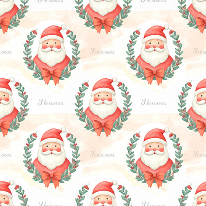Preppy Christmas Classic Santa Pattern 5 Quilting Cotton Fabric