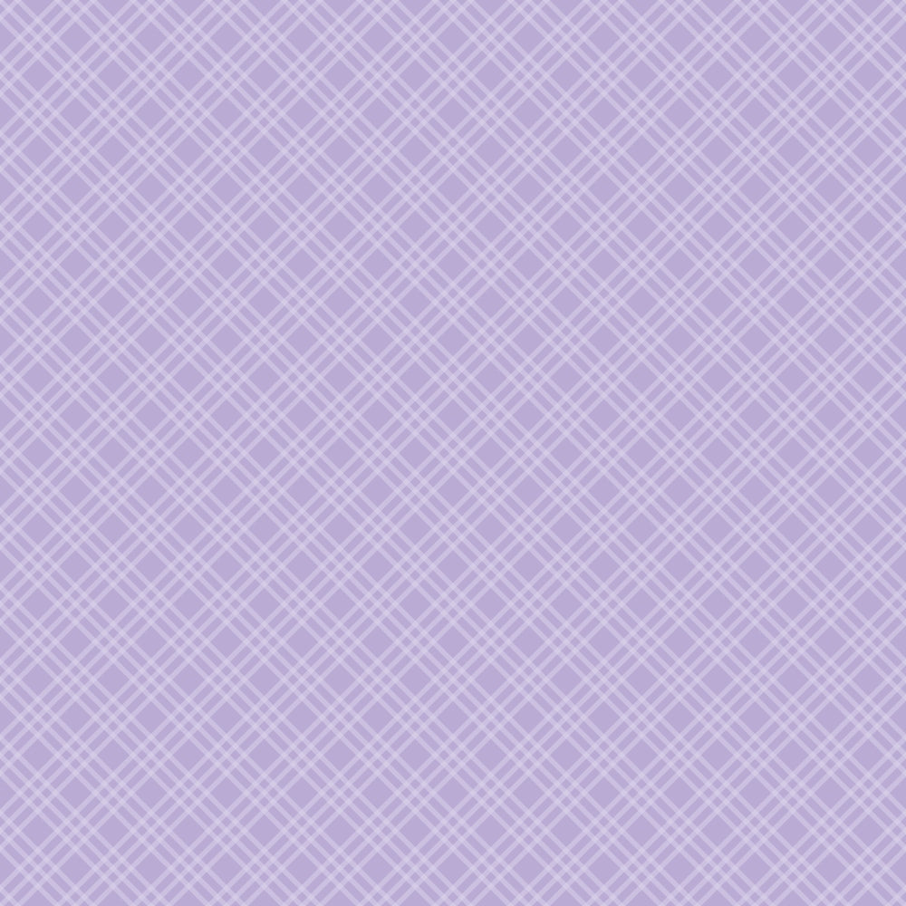 A light purple and white crisscross plaid pattern forms a grid-like design across the image.