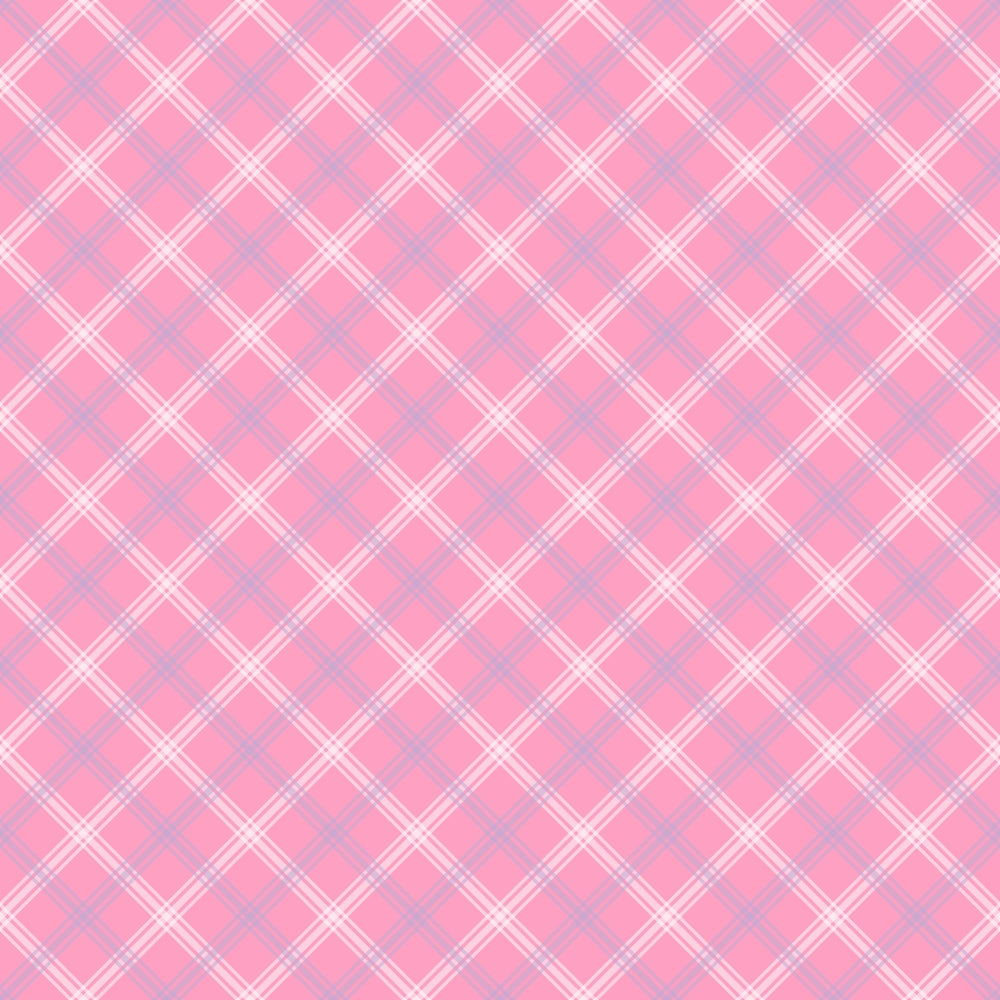 A pink and white plaid pattern with intersecting lines forming a crisscross design on a square canvas.