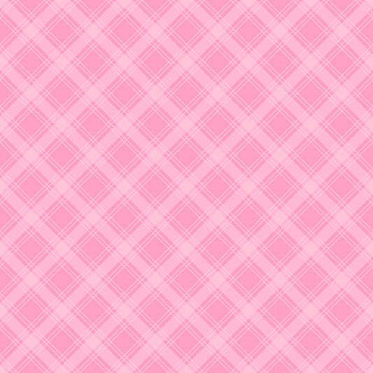 Pink plaid pattern with crisscrossing lines forming diamond shapes.