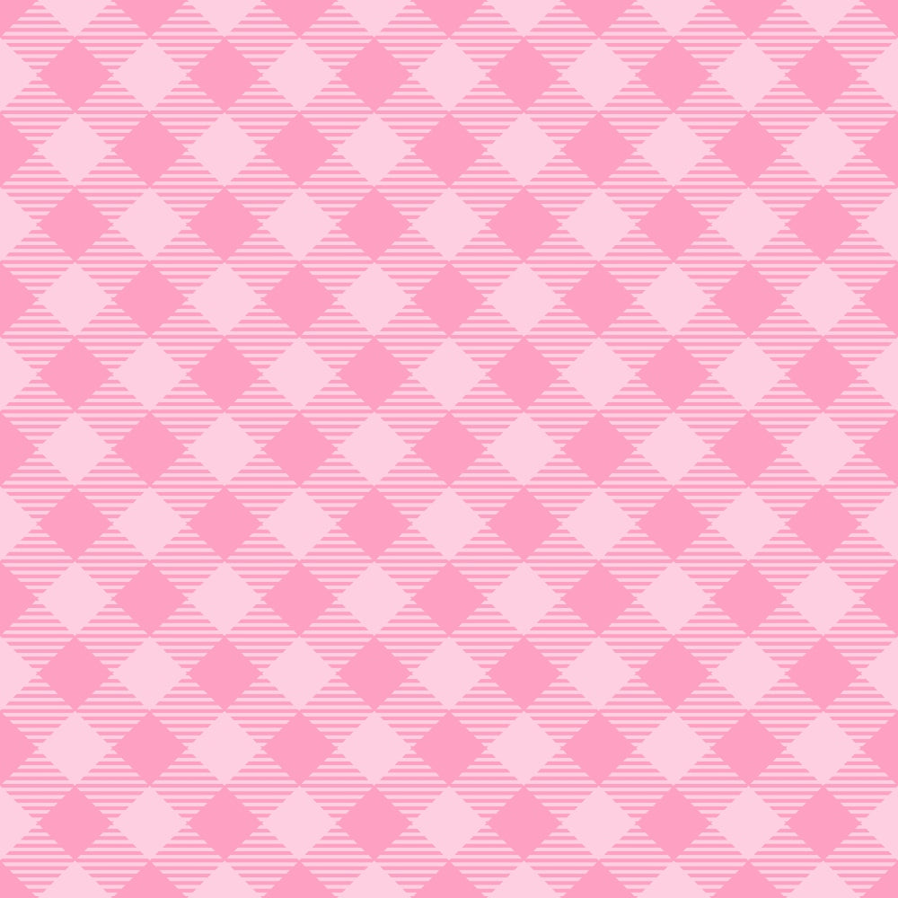 A pink and light pink checkered pattern with diagonal lines running through each square.