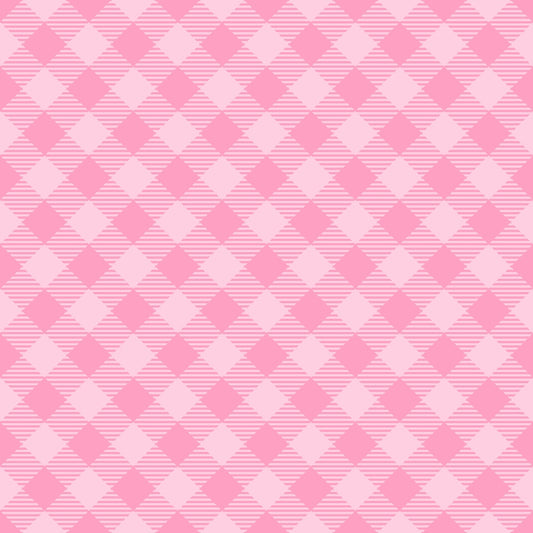 A pink and light pink checkered pattern with diagonal lines running through each square.