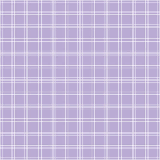 A seamless pattern of purple and white plaid with intersecting lines forming a grid design.