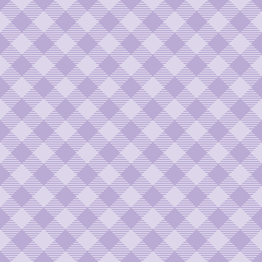 Pattern of light purple and white diamonds in a checkered layout, with alternating solid and striped textures.