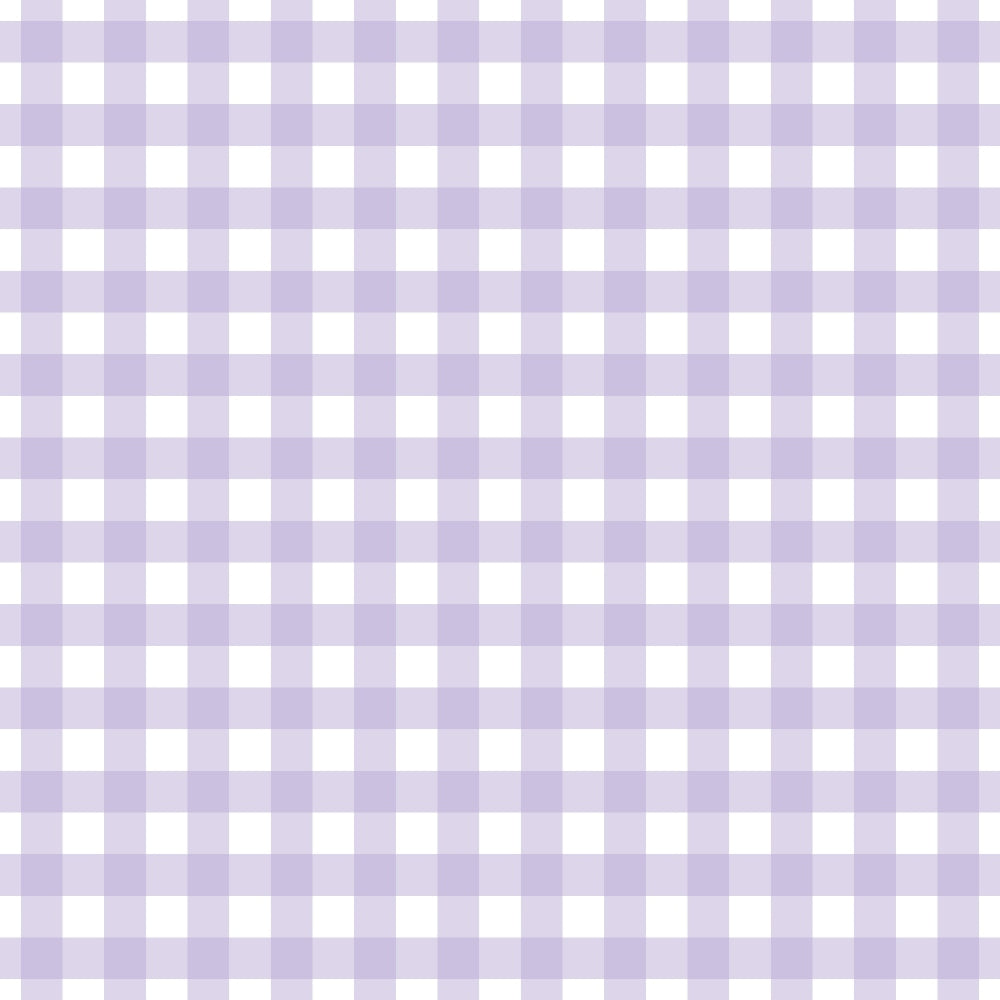 A seamless pattern with lavender and white checkered squares in a gingham design.