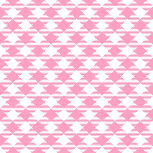 A pink and white checkered pattern with diagonal lines, resembling a gingham design.