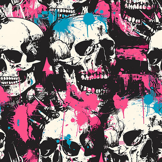Punk Rock Skull Pattern 1 Quilting Cotton Fabric