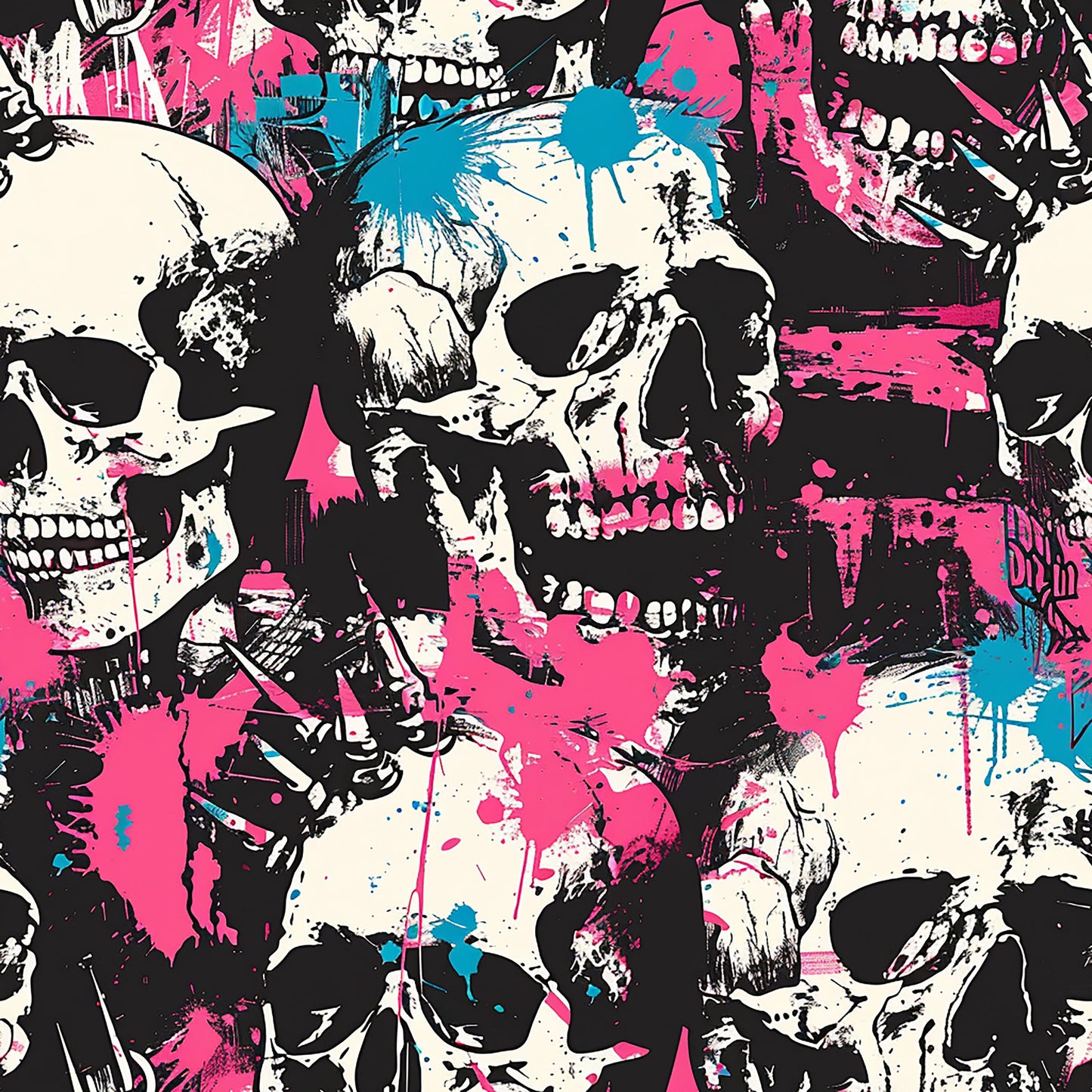 Punk Rock Skull Pattern 1 Quilting Cotton Fabric