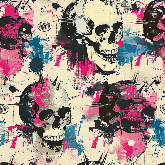 Punk Rock Skull Pattern 2 Quilting Cotton Fabric