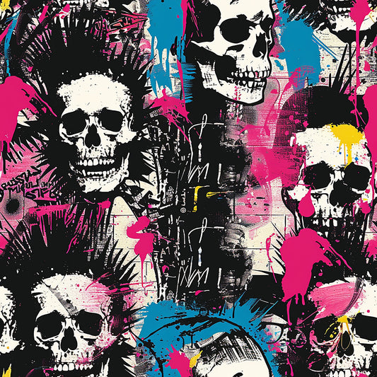 Punk Rock Skull Pattern 3 Quilting Cotton Fabric