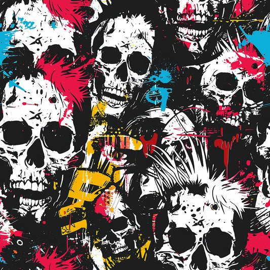 Punk Rock Skull Pattern 4 Quilting Cotton Fabric