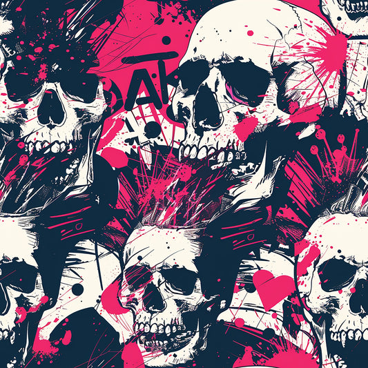 Punk Rock Skull Pattern 5 Quilting Cotton Fabric