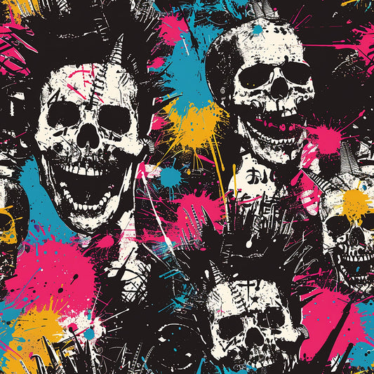Punk Rock Skull Pattern 6 Quilting Cotton Fabric