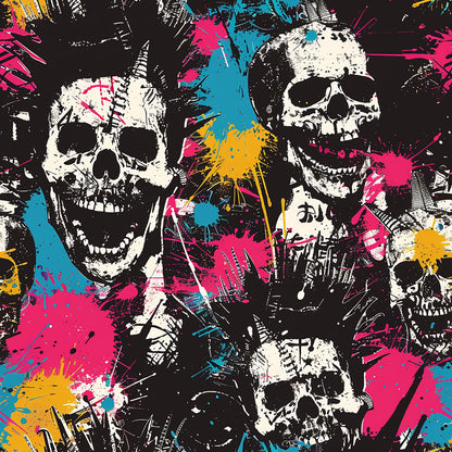 Punk Rock Skull Pattern 6 Quilting Cotton Fabric