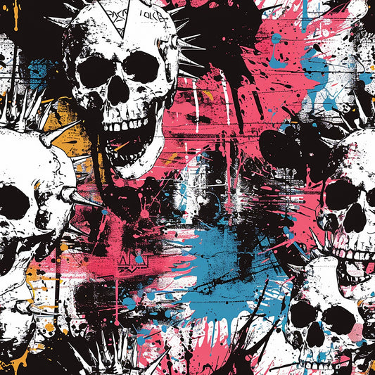 Punk Rock Skull Pattern 7 Quilting Cotton Fabric